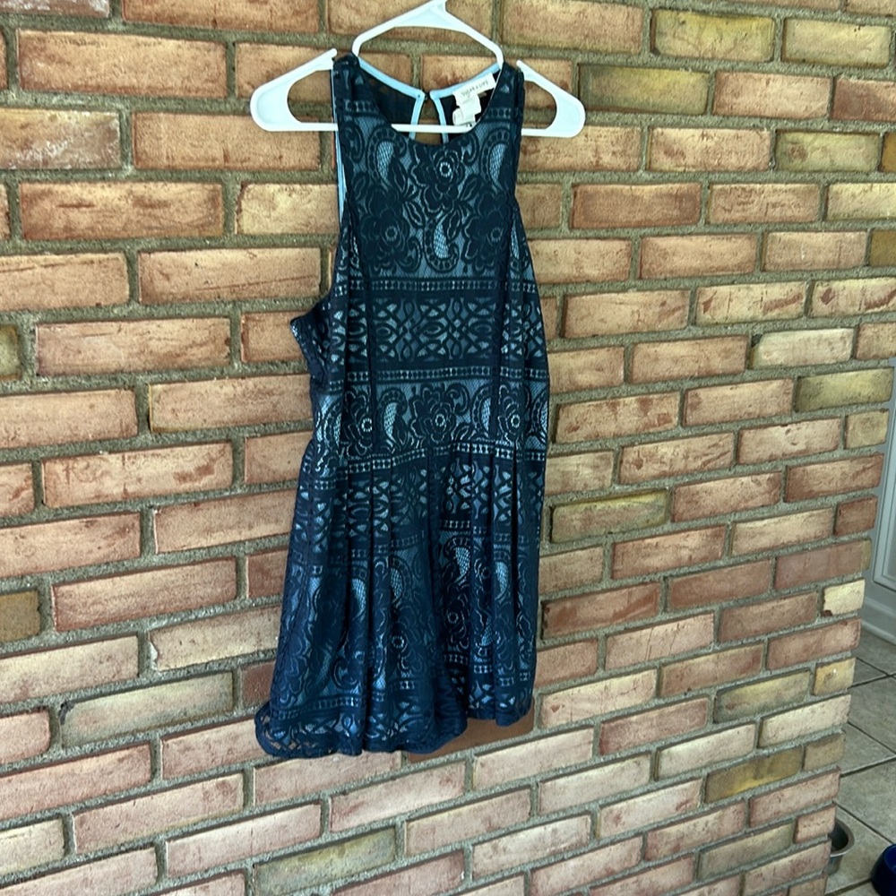 SUGAR + LIPS, L, lace, sleeveless, romper, blue